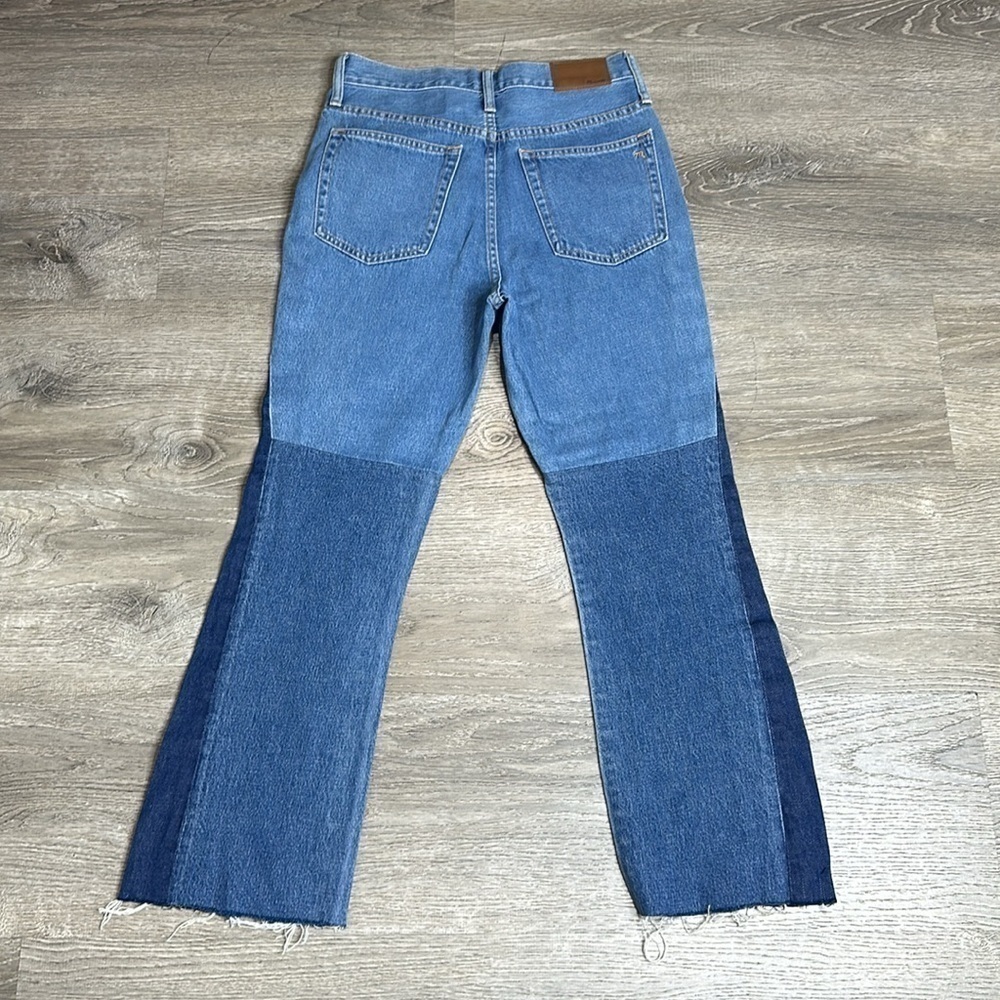 NEW Madewell x ISKO Patchwork Rigid Frayed Flare Jeans Sz 26 - Picture 8 of 13